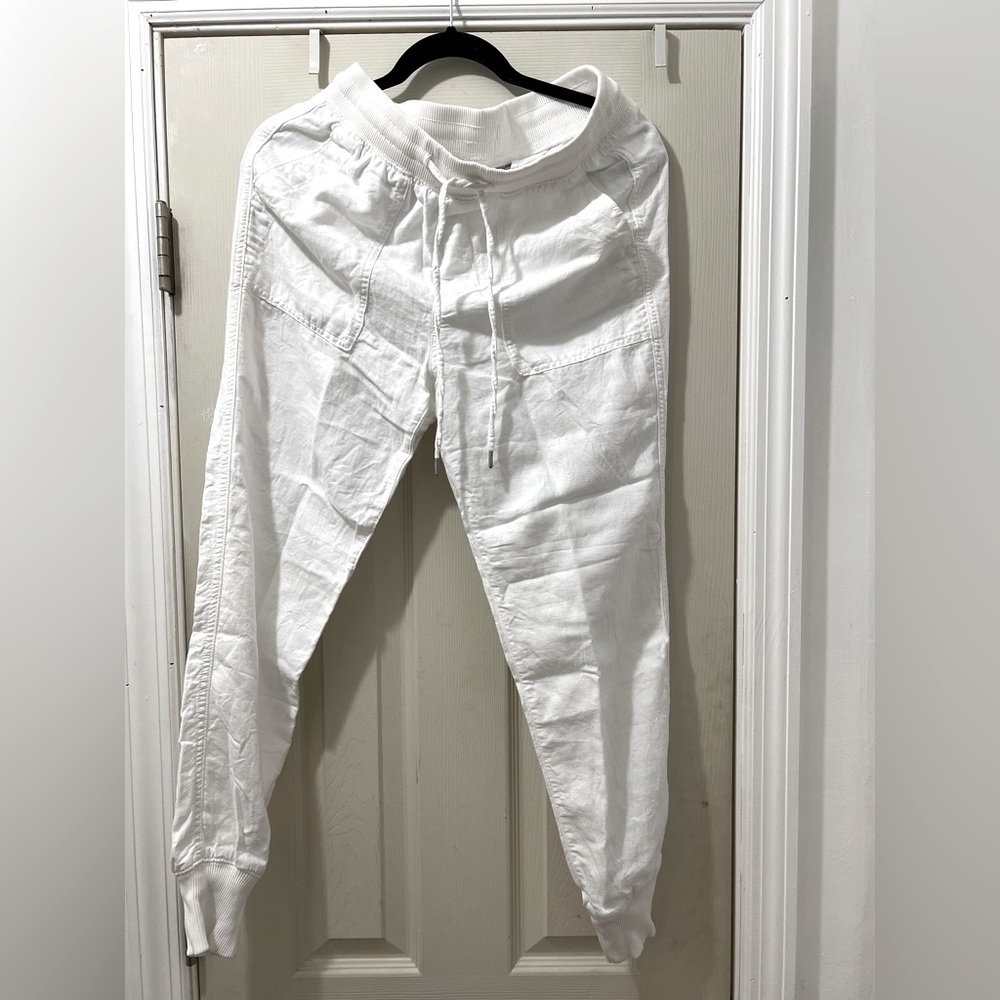 Linen Blend White Joggers